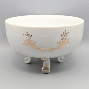 Lefton China Hand Painted Footed Bowl Gold Floral Accent‎ Vintage 2606